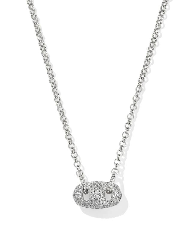 Bailey Silver Pave Short Pendant Necklace in White CZ image number 0.0